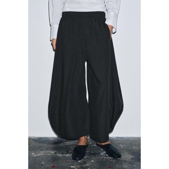 ZARA FLOWY WIDE LEG WOOL PANTS ZW COLLECTION - Picture 5 of 8